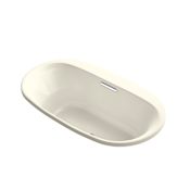Kohler Underscore 66" Drop In or Undermount Acrylic Soaking Tub with Center Drain, VibrAcoustic, and Bask Heating Technology Biscuit