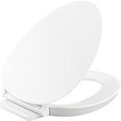 Kohler Cymbal Elongated Closed-Front Toilet Seat with CoreFlex Adaptable Surface, Quiet-Close Lid, and ReadyLatch Hinge White / Ice Grey