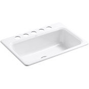 Kohler Bakersfield 31" Single Basin Under-Mount Enameled Cast-Iron Kitchen Sink White