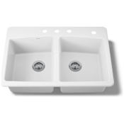 Kohler Brookfield 33" Double Basin Top-Mount Enameled Cast-Iron Kitchen Sink White