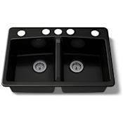 Kohler Brookfield 33" Double Basin Undermount Enameled Cast - Iron Kitchen Sink Black Black