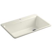 Kohler Riverby 33" Single Basin Top-Mount Enameled Cast-Iron Kitchen Sink Biscuit