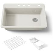 Kohler Riverby 33" Single Basin Top-Mount Enameled Cast-Iron Kitchen Sink Biscuit