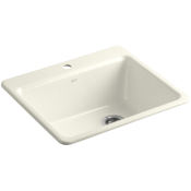 Kohler Riverby 25" Single Basin Top-Mount Enameled Cast-Iron Kitchen Sink Biscuit