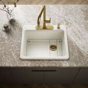Kohler Riverby 25" Single Basin Top-Mount Enameled Cast-Iron Kitchen Sink Biscuit