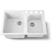 Kohler Executive Chef 33" Double Basin Under-Mount Enameled Cast-Iron Kitchen Sink White