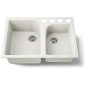 Kohler Executive Chef 33" Double Basin Under-Mount Enameled Cast-Iron Kitchen Sink Biscuit