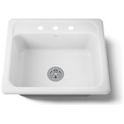Kohler Mayfield 25" Single Basin Top-Mount Enameled Cast-Iron Kitchen Sink White