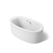 Kohler Sunstruck 65-1/2" Free Standing Soaking Bathtub with Center Drain, Straight Shroud, and Bask Heated Surface White