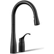 Kohler Simplice Two-Hole Kitchen Sink Faucet with 16-1/8" Pull-Down Swing Spout, DockNetik Secure Docking System, and a 3-Function Sprayhead Featuring Sweep Spray Matte Black