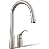 Kohler Simplice Two-Hole Kitchen Sink Faucet with 16-1/8" Pull-Down Swing Spout, DockNetik Secure Docking System, and a 3-Function Sprayhead Featuring Sweep Spray Stainless Steel