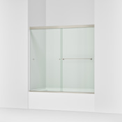 Kohler Revel 71-1/4" High x 59-5/8" Wide Sliding Frameless Tub Door with Clear Glass and Entity 60" Tub Anodized Brushed Nickel