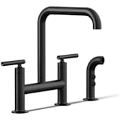 Kohler Purist 1.5 GPM Widespread Bridge Kitchen Faucet Matte Black