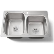 Kohler Verse 33" Double Basin Drop-In or Undermount Stainless Steel Kitchen Sink with SilentShield Stainless Steel