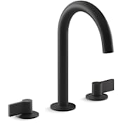 Kohler Components 1.2 GPM Widespread Tube Spout Bathroom Faucet with Lever Handles, UltraGlide Technology, and Pop-Up Drain Assembly Matte Black