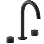 Kohler Components 1.2 GPM Widespread Tube Spout Bathroom Faucet with Oyl Handles, UltraGlide Technology and Pop-Up Drain Assembly Matte Black