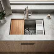 Kohler Task 33" Undermount Single Basin Stainless Steel Kitchen Sink with Basket Strainer, Colander, and Cutting Board N/A