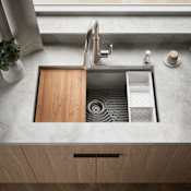 Kohler Task 33" Undermount Single Basin Stainless Steel Kitchen Sink with Basket Strainer, Colander, and Cutting Board N/A