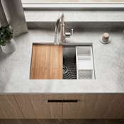 Kohler Task 27" Undermount Single Basin Stainless Steel Kitchen Sink with Basket Strainer, Colander, and Cutting Board N/A