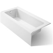 Kohler Bellwether Bath Tub 66" L x 32" W Cast Iron Soaking for Three Wall Alcove Installations with Integral Apron and Left Drain White
