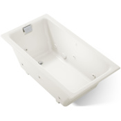 Kohler Tea-For-Two 66" Drop In, Undermount Acrylic Experience Tub with Reversible Drain, Overflow, and Custom Pump Location Biscuit