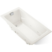 Kohler Tea-For-Two 72" Drop In, Undermount Cast Iron Experience Tub with Reversible Drain and Overflow Biscuit