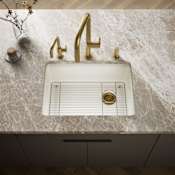 Kohler Riverby 27" Undermount Single Basin Cast Iron Kitchen Sink with Basin Rack Biscuit