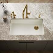 Kohler Riverby 33" Single Basin Cast Iron Kitchen Sink for Undermount Installations Biscuit