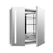 Kohler Verdera 34" x 30" Lighted Two Door Medicine Cabinet with Two Shelves, Built-in Outlets and Flip Out Magnifying Mirror - CA Title 24 Compliant N/A