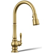Kohler Artifacts 1.5 GPM Single Hole Pull Down Kitchen Faucet Vibrant Brushed Moderne Brass