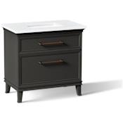 Kohler Artifacts 37" Free Standing Single Basin Vanity Set with Cabinet and Quartz Vanity Top Carbon Oak