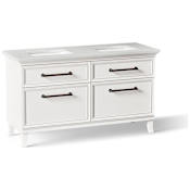 Kohler Artifacts 60" Free Standing Double Basin Vanity Set with Cabinet and Quartz Vanity Top - Includes Undermount Sinks and Cabinet Hardware Linen White