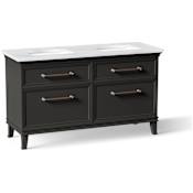 Kohler Artifacts 61" Free Standing Double Basin Vanity Set with Cabinet and Quartz Vanity Top Carbon Oak