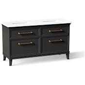 Kohler Artifacts 61" Free Standing Double Basin Vanity Set with Cabinet and Quartz Vanity Top Carbon Oak