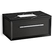 Kohler Enivo 37" Wall Mounted Single Basin Vanity Set with Cabinet and Quartz Vanity Top Gloss Black