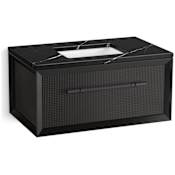 Kohler Enivo 37" Wall Mounted Single Basin Vanity Set with Cabinet and Quartz Vanity Top Gloss Black