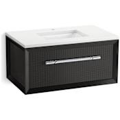 Kohler Enivo 37" Wall Mounted Single Basin Vanity Set with Cabinet and Quartz Vanity Top Gloss Black