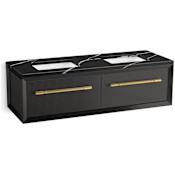Kohler Enivo 61" Wall Mounted Double Basin Vanity Set with Cabinet and Quartz Vanity Top Gloss Black