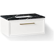 Kohler Lodern 37" Wall Mounted Single Basin Vanity Set with Cabinet and Quartz Vanity Top Linen White
