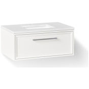 Kohler Lodern 37" Wall Mounted Single Basin Vanity Set with Cabinet and Quartz Vanity Top Linen White