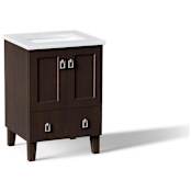 Kohler Poplin 24" Free Standing Single Basin Vanity Set with Cabinet and Quartz Vanity Top - Includes Undermount Sink and Cabinet Hardware Claret Suede