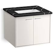 Kohler Jute 25" Wall Mounted Single Basin Vanity Set with Cabinet and Quartz Vanity Top Linen White