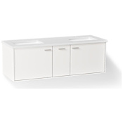 Kohler Jute 60" Wall Mounted Double Basin Vanity Set with Cabinet and Quartz Vanity Top - Includes Undermount Sink and Cabinet Hardware Linen White
