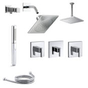 Kohler Loure Thermostatic Shower System with Single Function Shower Head, Hand Shower, Slide Bar, Rain Head, Valve Trims Polished Chrome