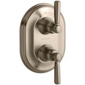 Kohler Bancroft Double Metal Lever Handle Thermostatic Trim Brushed Bronze
