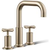 Kohler Purist Deck Mounted Roman Tub Filler with Dual Cross Handle Brushed Bronze