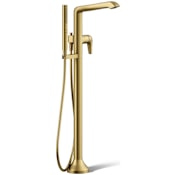 Kohler Tempered Floor Mounted Tub Filler with Built-In Diverter - Includes Hand Shower Vibrant Brushed Moderne Brass