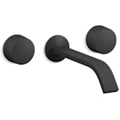 Kohler Components Double Handle Wall-Mount Bathroom Sink Faucet with Ribbon Spout and Oyl Handles - Includes Rough-In Valve Matte Black