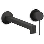 Kohler Components Single Handle Wall-Mount Bathroom Sink Faucet with Row Design Spout and Thin Lever Handle Matte Black