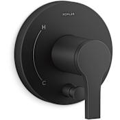 Kohler Elate Two Function Pressure Balanced Valve Trim Only with Single Lever Handle and Integrated Diverter - Less Rough In Matte Black